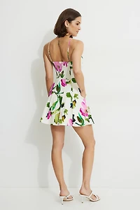 Ivory Floral Front Seam Mini Dress