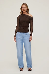 Cleo Printed Mesh Long Sleeve Top