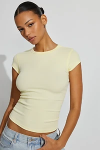 T-shirt côtelé à col rond