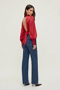 Open Back Satin Blouse