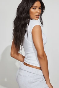 Haut double épaisseur à manches courtes et col rond