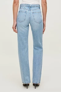 Jean rigide à taille haute et jambe droite Cara