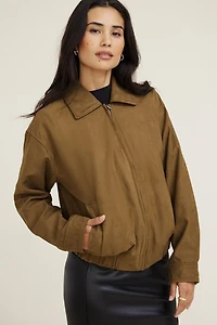 Faux Suede Coach Jacket