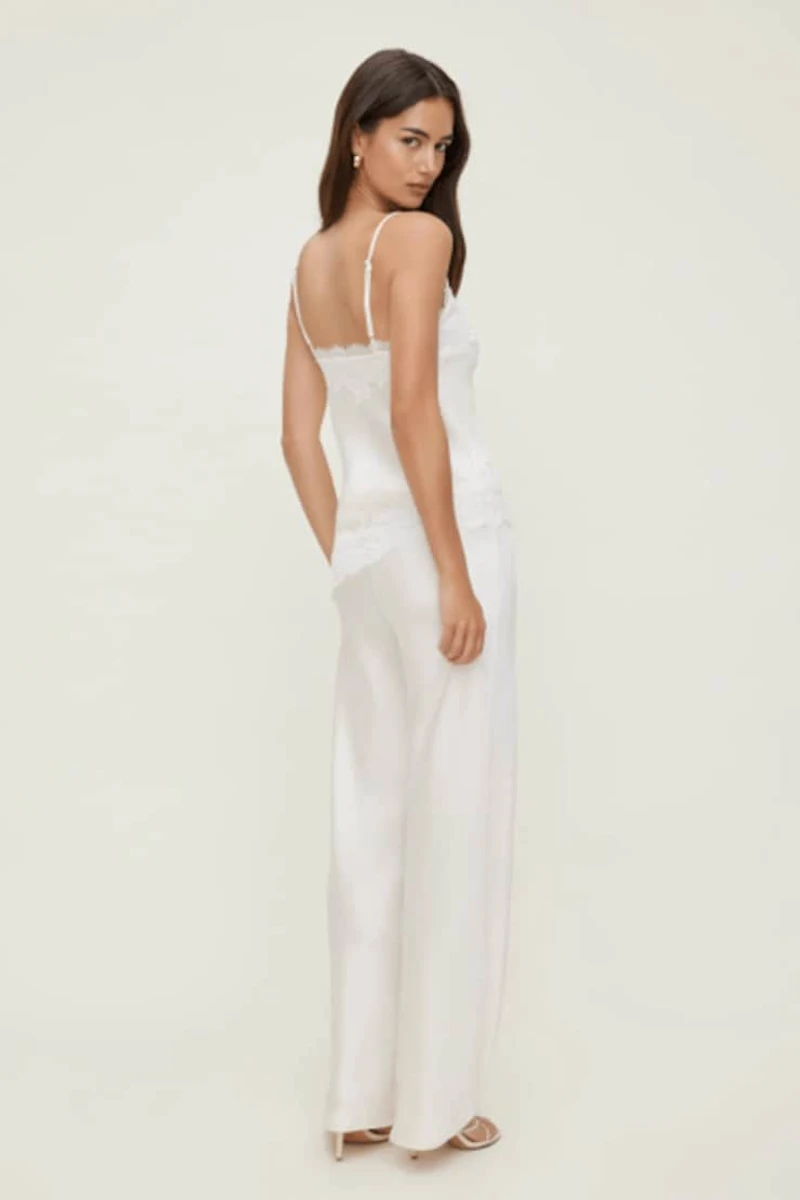 Cassie Asymmetric Lace Satin Cami