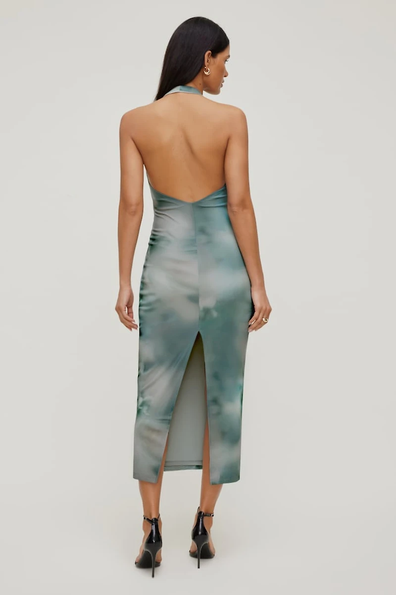 Reia Halter Mesh Maxi Dress