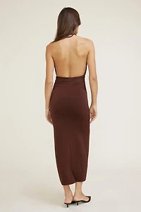Sculpt Halter Cowl Neck Maxi Dress
