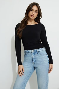 Shirred Open Back Jersey Bodysuit