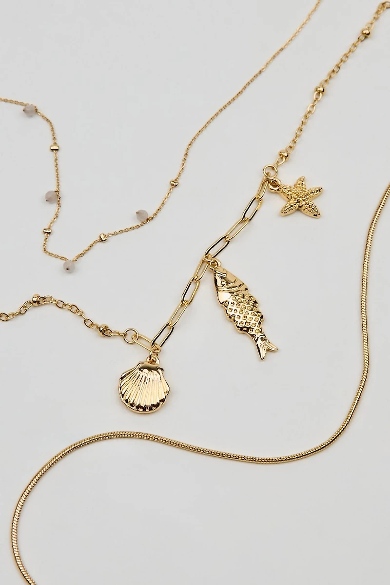 Ensemble de 3 colliers à breloques