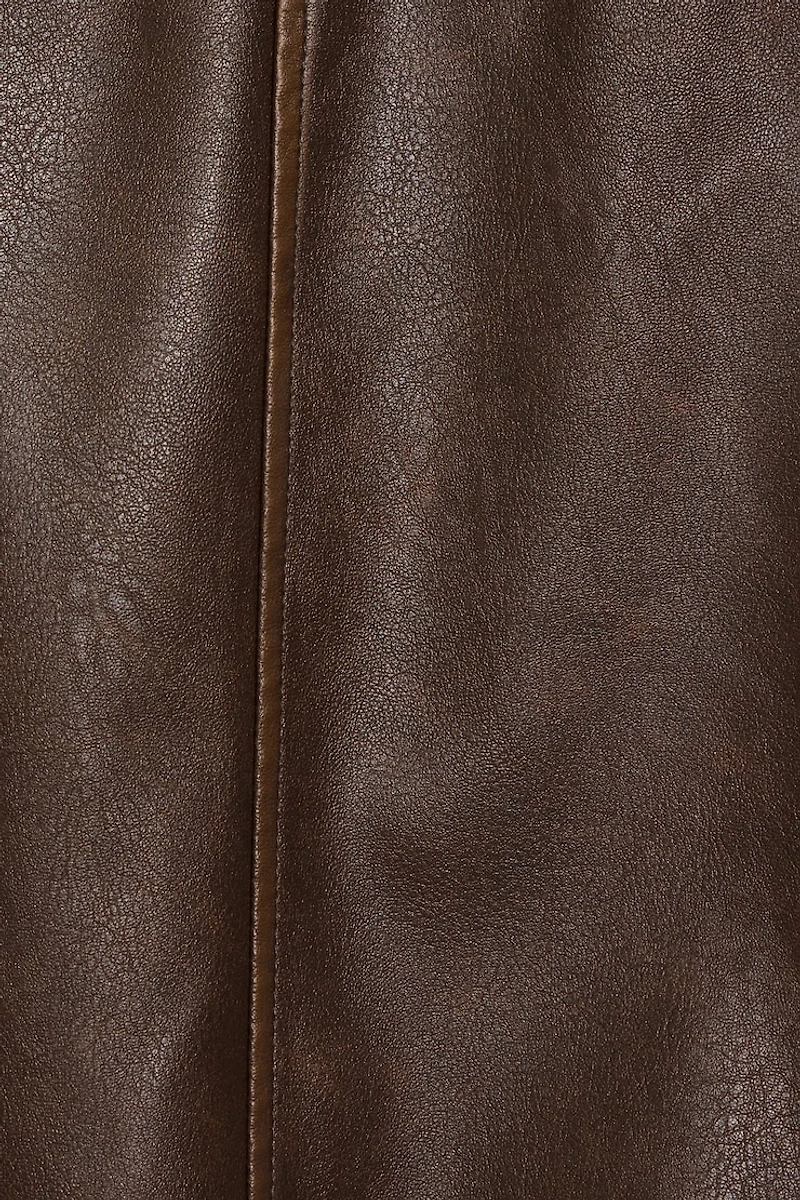 Blouson aviateur en faux cuir ample à col relev