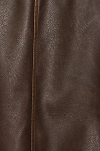 Blouson aviateur en faux cuir ample à col relev