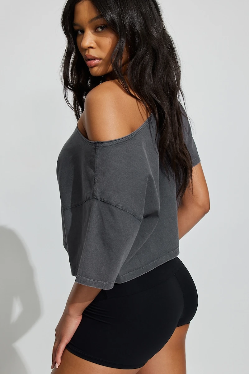 Off Shoulder Cropped T-Shirt