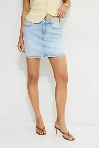 High Rise Denim Mini Skirt