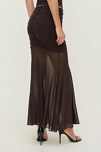 Jupe maxi froncée en maille