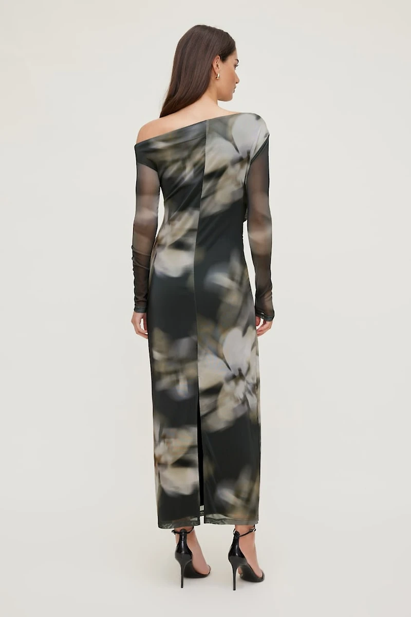 Off Shoulder Mesh Maxi Dress