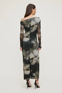 Off Shoulder Mesh Maxi Dress