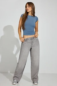 Cowl Back Short Sleeve Top