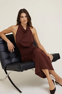 Sculpt Halter Cowl Neck Maxi Dress