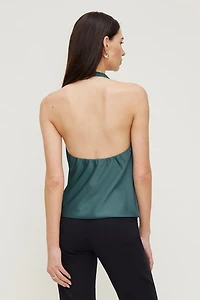 Camila Satin Cowl Halter Neck Blouse