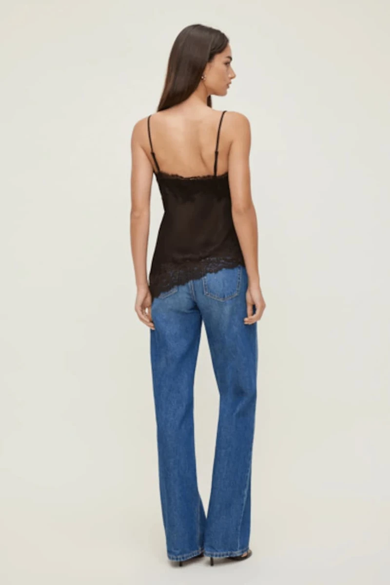 Cassie Asymmetric Lace Satin Cami