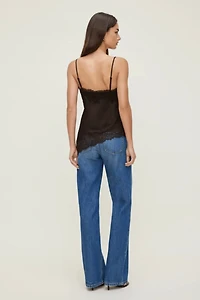 Cassie Asymmetric Lace Satin Cami