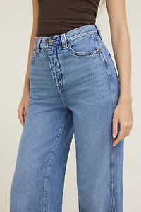 Jean à taille ultra-haute et jambe large colonne Lennon