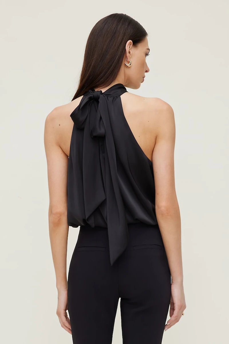 Paloma Bubble Satin Halter Blouse
