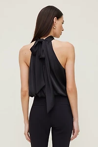 Paloma Bubble Satin Halter Blouse