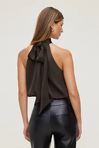 Paloma Bubble Satin Halter Blouse