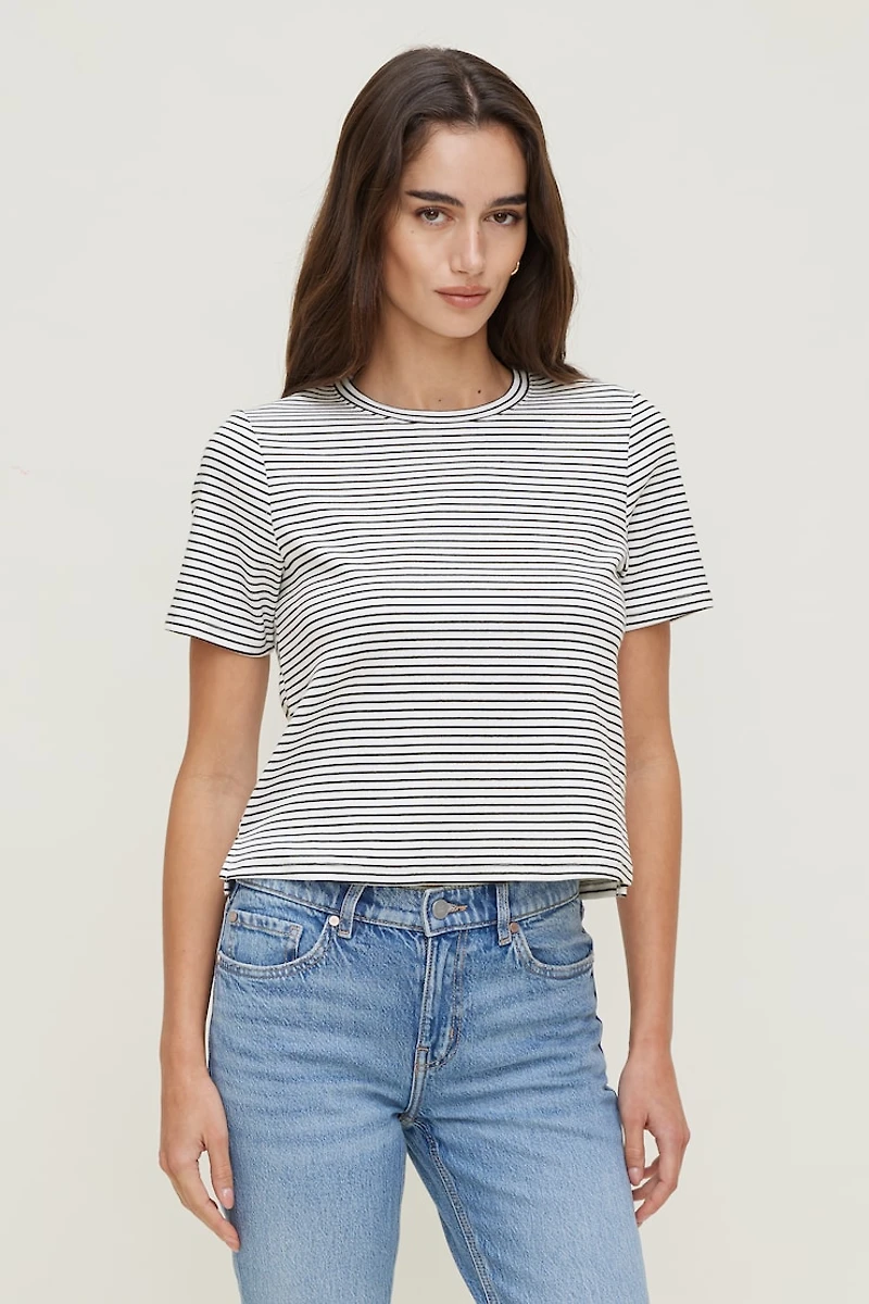 T-shirt quotidien rayé en coton épais