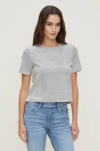 T-shirt quotidien rayé en coton épais