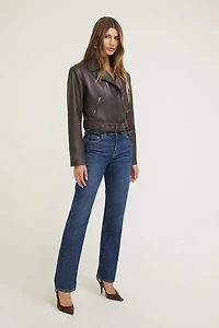 Belted Faux Leather Moto Jacket