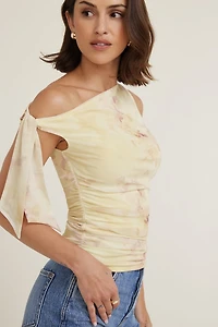 Single Shoulder Tie Mesh Top