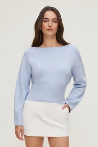 Cinched Boat Neck Sweater