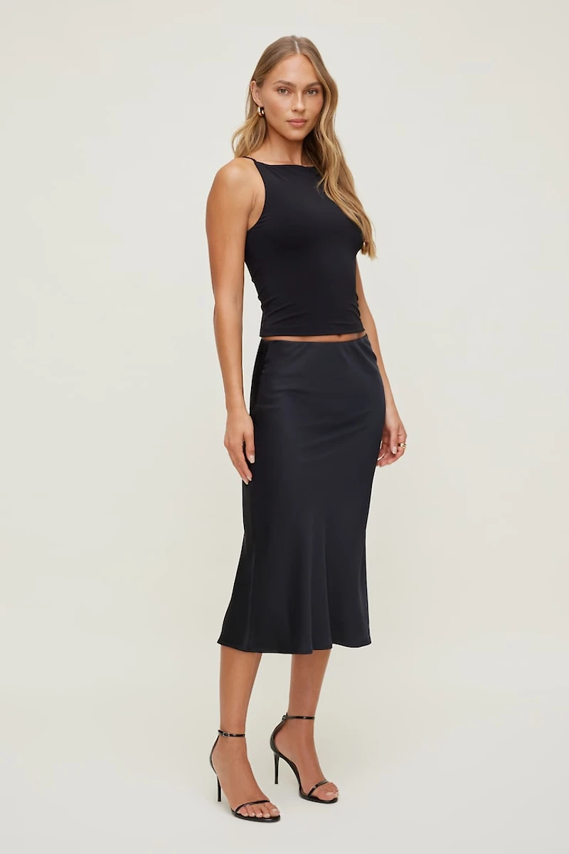 Jupe midi en satin Delila