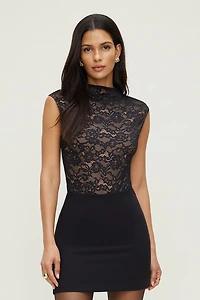 Mock Neck Lace Bodysuit