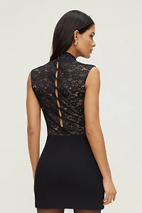 Mock Neck Lace Bodysuit