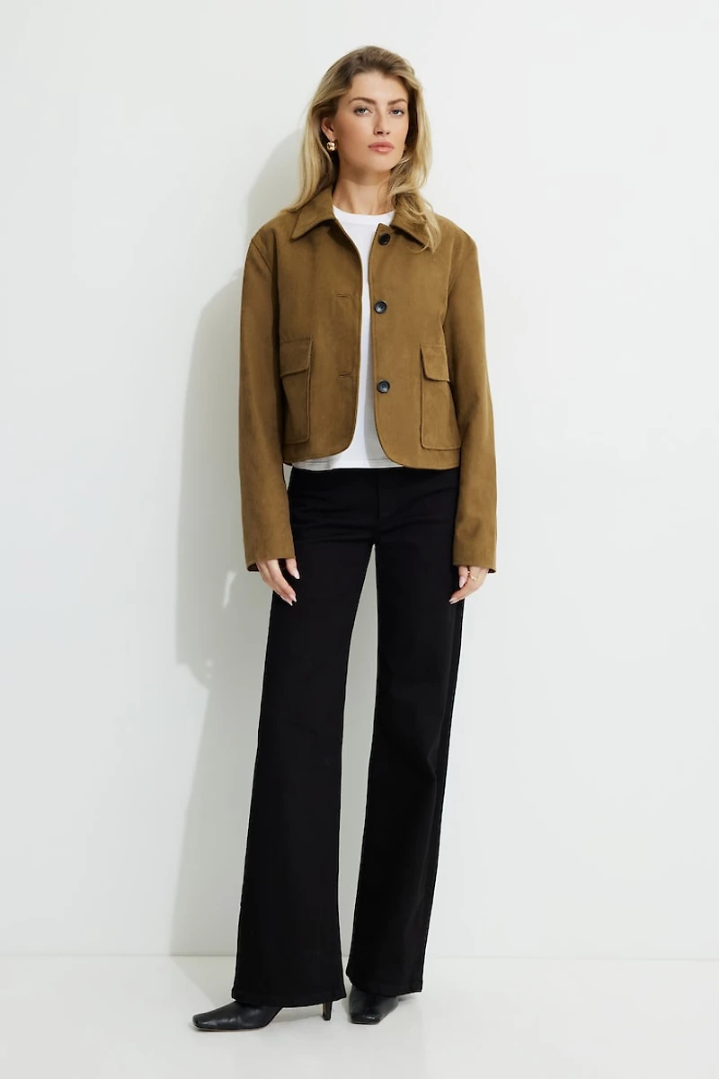 Blouson écourté en faux suède
