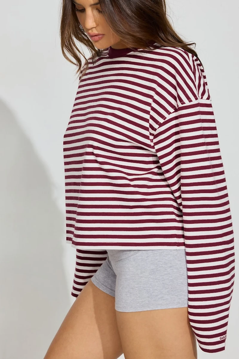 Haut écourté fluide à col rond et manches longues