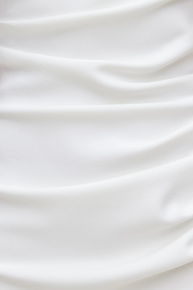 Ruched Off Shoulder Crepe Mini Dress