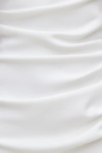 Ruched Off Shoulder Crepe Mini Dress