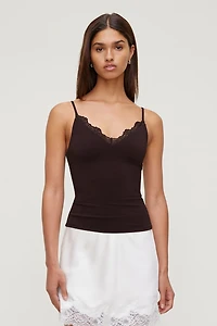 Camisole sculptante à bordure en dentelle