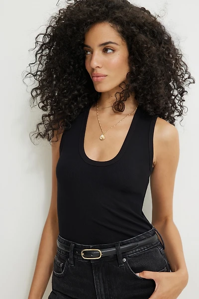 Camisole côtelée à encolure échancrée Hallie