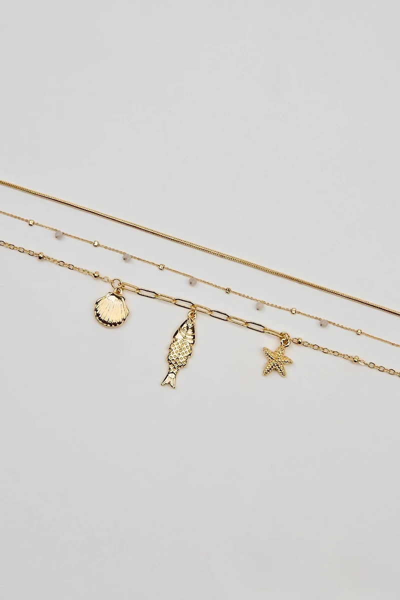 Ensemble de 3 colliers à breloques