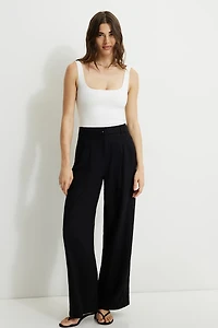 Belted Wide Leg Linen Pants