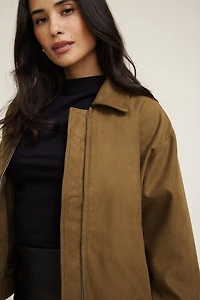 Faux Suede Coach Jacket