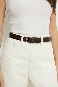 Oval Slim Faux Leather Belt