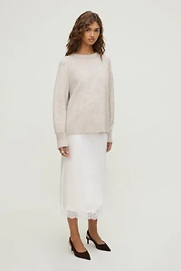 Lace Satin Midi Skirt