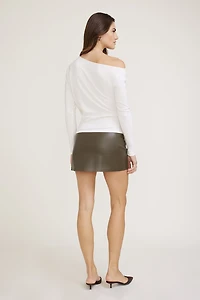 Draped Off Shoulder Long Sleeve Top