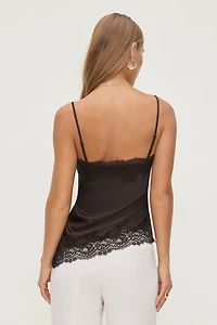 Cassie Asymmetric Lace Satin Cami