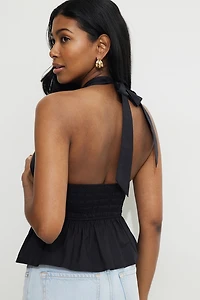 Haut à col licou en popeline